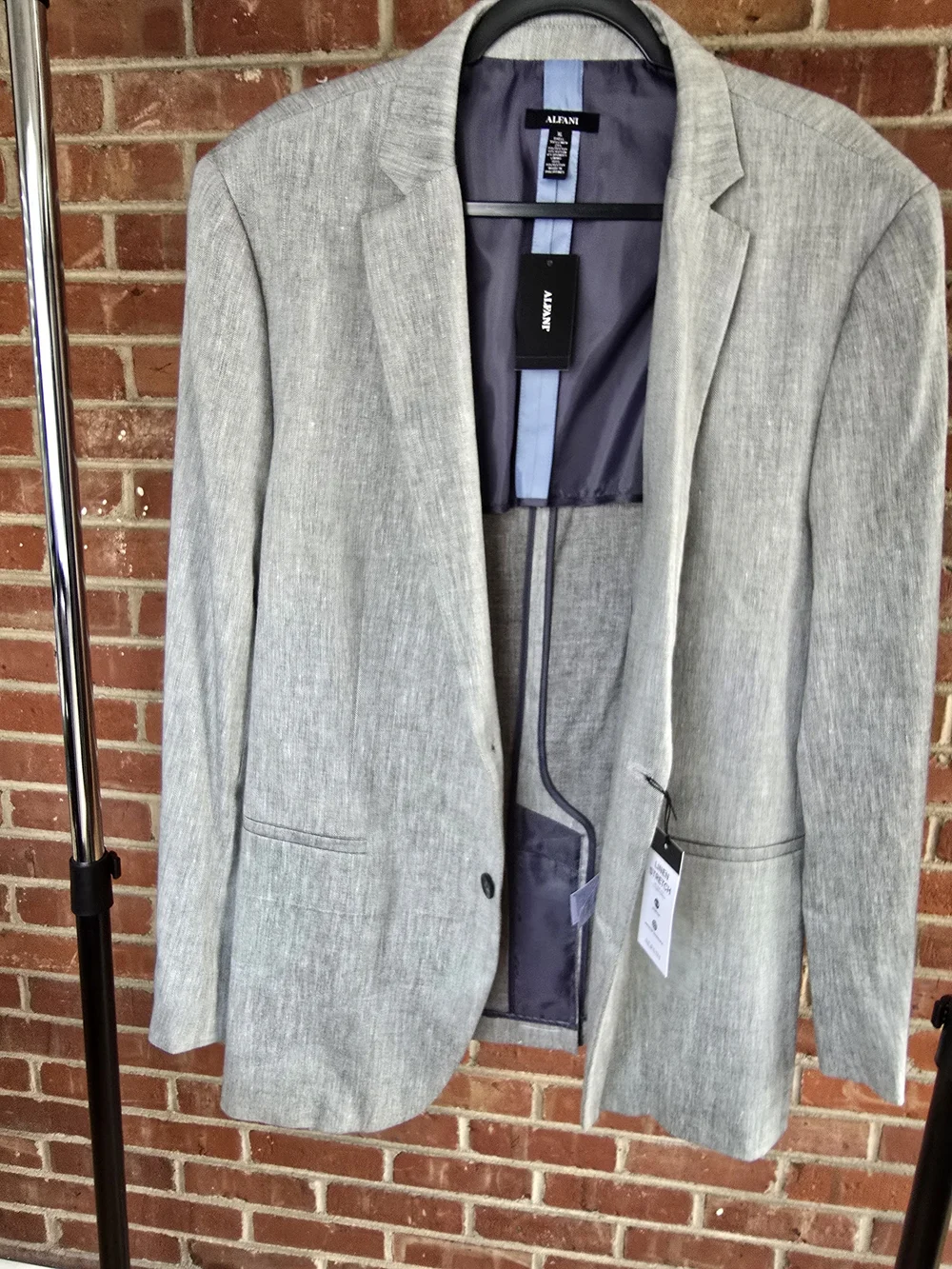 Alfani Men's Light Gray Linen-Blend Suit
